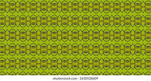 Patrón oval verde Abstractas con diseño inconsútil del arte de la línea negra