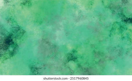 Abstract green paint background, a blue watercolor background with cloudy sky concept. Green grunge texture. Texture of paint.