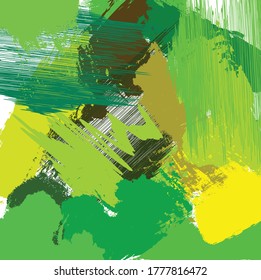 Abstract green paint brush and strokes , scribble lines pattern background