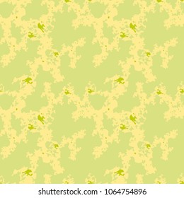 Abstract green and pale yellow background as UFO camouflage. Seamless repeat bright pattern usable as camo, wallpaper, backdrop or for print for textile or wrapping paper