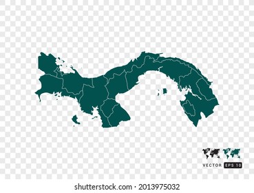 Abstract green Panama map. Design vector transparent background.