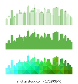 Abstract Green panorama city. Eco town background