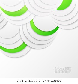 Abstract green paper circles. Vector illustration, contains transparencies, gradients and effects.