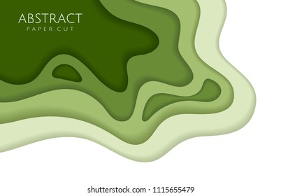 Abstract green paper cut background waves. Vector 3d template for business presentations, posters, brochure, flyers.