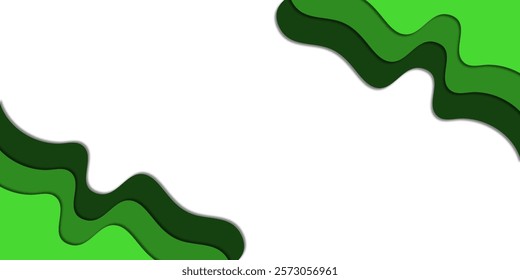 Abstract green paper cut wave design. Perfect for backgrounds, presentations, or invitations. Clean, modern, and versatile.