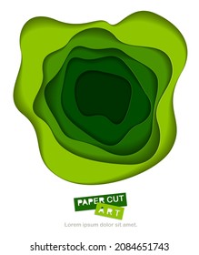 Abstract green paper cutout curvy shapes layered, vector illustration in paper cut style. layout for business card, presentations, flyers or posters.
