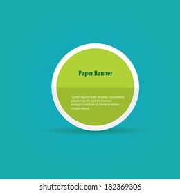abstract green paper vector banner or speech bubble on blue background