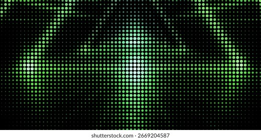 Abstract green particle background. Flow wave with dot landscape. Digital data structure. Future mesh or sound grid. Pattern point visualization. Technology vector illustration.