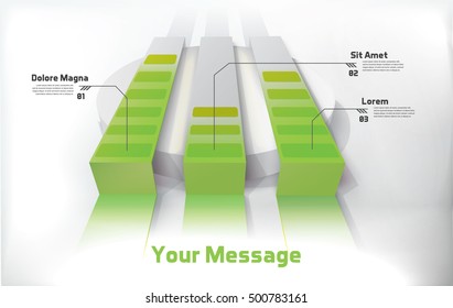 Abstract Green Pathways on a White Cylinder Shape for Your Industrial Hierarchy Infographics Design