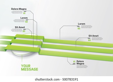 Abstract Green Pathways on a White Cylinder Shape for Your Industrial Hierarchy Infographics Design