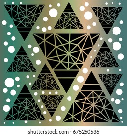 abstract green pattern with triangles of dots and lines