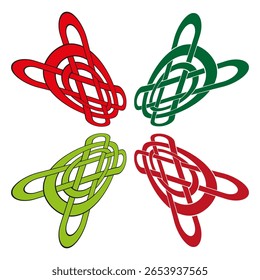 Motifs verts Abstrait. Des formes rouges complexes. Éléments décoratifs dynamiques. Illustration d'Image vectorielle complexe.