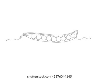 Abstract green pea pod continuous one line art drawing