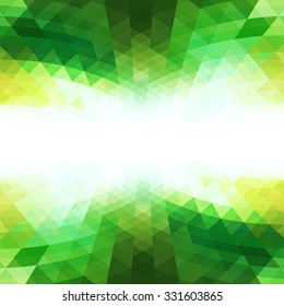 Abstract green perspective background design with white message text area