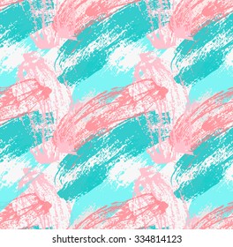 Abstract green and pink with grunge.Hand drawn with paint brush seamless background.Modern hipster style design.