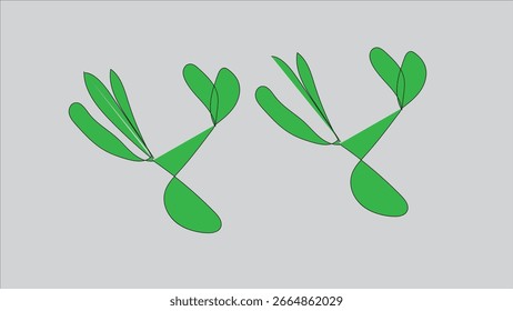 Abstractas Elementos de plantas verdes con forma de hoja vecto