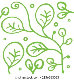 abstract green plant pattern isolated on white background	