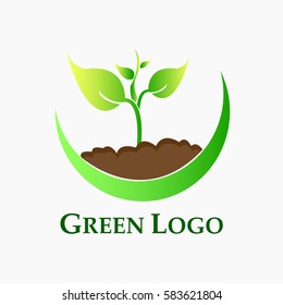 Abstract Green Plant In Soil Logo