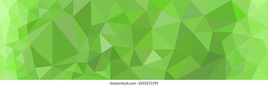 Abstract green polygonal background featuring various shades of green in a low poly geometric style, creating a fresh and modern look.

