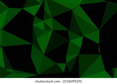 Abstract Green Polygonal Background with Low Poly Triangular Pattern for Nature and Digital Design Projects.