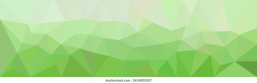 Abstract green polygonal background with a low poly design. Geometric shapes create a smooth gradient effect, resembling rolling hills or a digital landscape.

