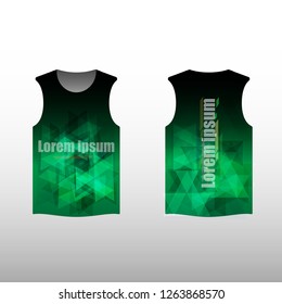 Abstract green polygonal layout running sport t-shirt 2side design
