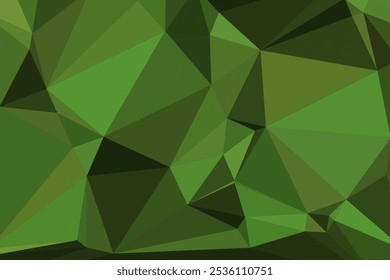 Abstract Green Polygonal Low Poly Background with Geometric Triangular Pattern for Nature-Inspired Digital Art.