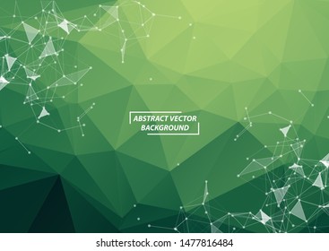 Abstract Green Polygonal Space Background with Connecting Dots and Lines. Geometric Polygonal background molecule and communication. Concept of science, chemistry, biology, medicine, technology.