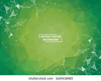 Fondo del espacio policonal verde abstracto con puntos y líneas de conexión. Molécula geométrica de fondo y comunicación poligonal. Concepto de ciencia, química, biología, medicina, tecnología.
