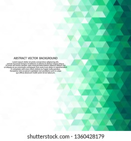 Abstract green polygonal triangles poster. Vector background.