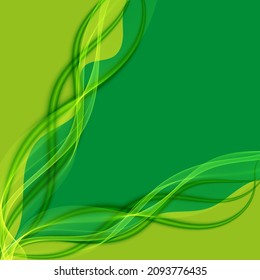 Abstract green poster background with smooth wave lines