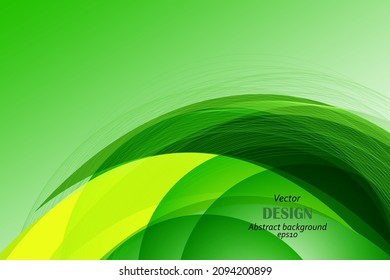 Abstract green poster background with smooth vector wave lines