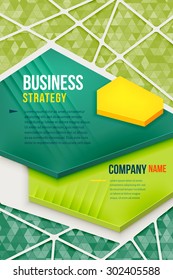 Abstract green poster with triangle background. Vector design template.  
