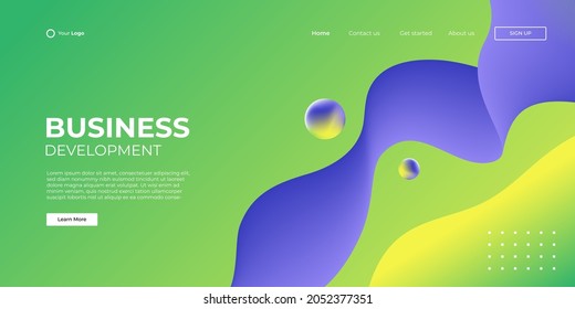 Abstract green purple background for business landing page with modern shape and simple technology concept. Corporate web design landing page block vector illustration template.
