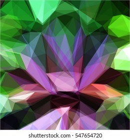 Abstract green and purple background with a geometric polygonal mosaic, vector illustration with textured triangles