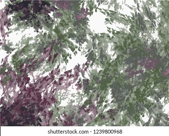 Abstract green purple background on white backdrop. Rectangular horizontal shape. Average rough design.

