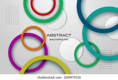 abstract green, purple, blue, orange circle ring overlap geometric layers background. eps10 vector