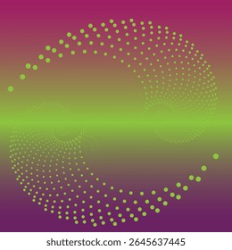 Plano de fundo do padrão de ponto giratório verde e roxo abstrato	