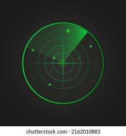 Abstract Green Radar With Targets. Radar Display Icon