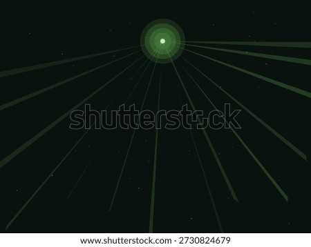 Abstract green radial gradient emanating from a central glowing orb, futuristic digital design with symmetrical lines on a dark grid background