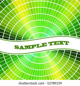 Abstract green radial mosaic background with copy space.