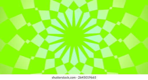 Padrão geométrico radiante verde abstrato com design simétrico