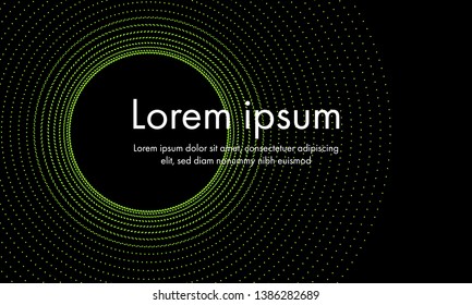 Abstract green radius halftone vector on black background