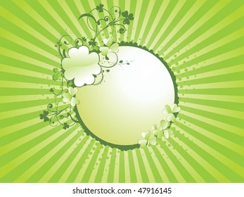 fundo de raios verdes abstratos com quadro floral decorado