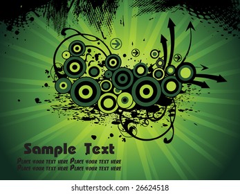 abstract green rays circle background, arrow illustration