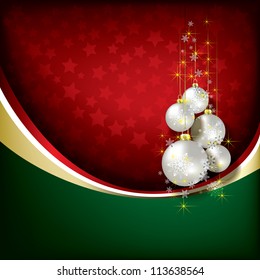 Abstract green red background with Christmas decorations