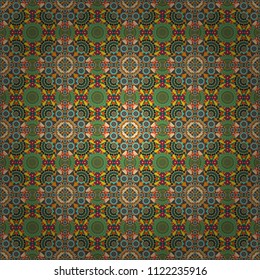 Abstract green, red and blue image with a squares. Vector illustration. Digital art abstract seamless pattern.