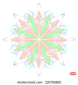 abstract green red snowflake isolated on white background vector