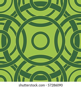 Abstract green retro circles seamless pattern.