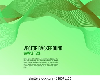 Abstract green ribbon with blend and silver background